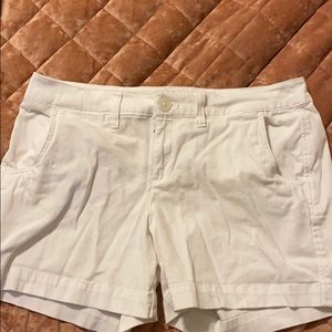 White mid length shorts